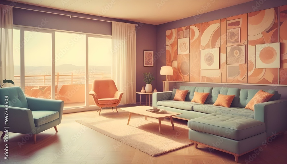 Fototapeta premium Photo interior modern design room 3d illustration;