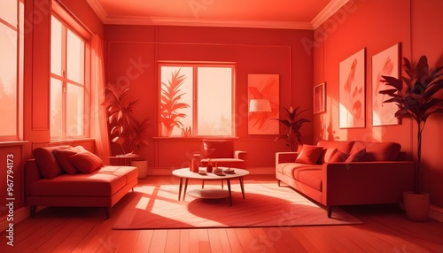 Photo interior modern design room 3d illustration;