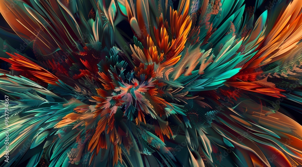 Obraz premium Colorful wallpaper with colorful feathers.