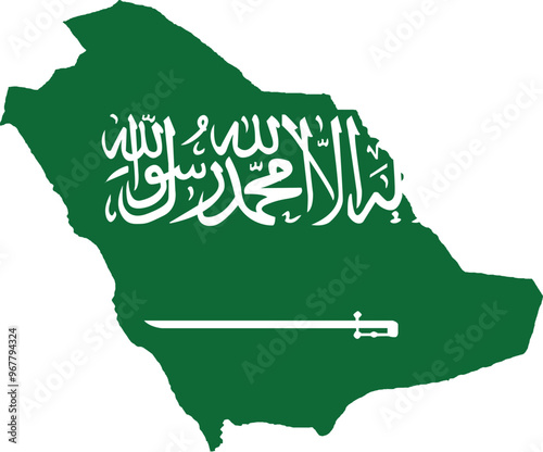 Saudi Arabia Flag in Map, Saudi Arabia Map with Flag, Map of Saudi Arabia, Map with Flag, Nation Flag Saudi Arabia