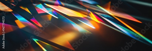 Light Rays Passing Through Prisms Creating Spectrum Patterns photo