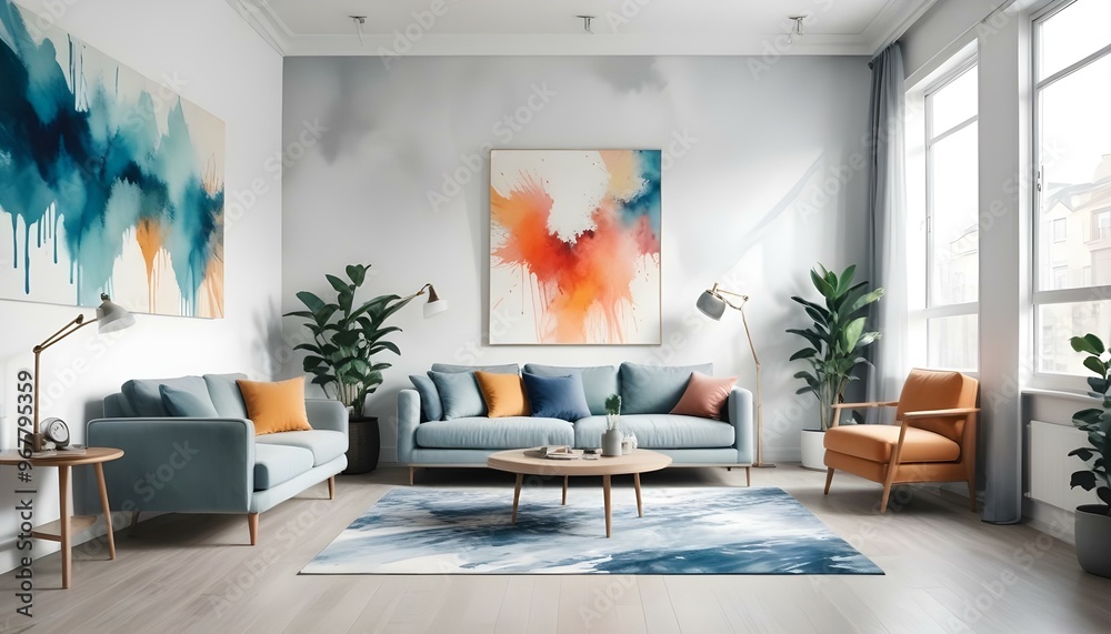 Fototapeta premium Photo interior modern design room 3d illustration;