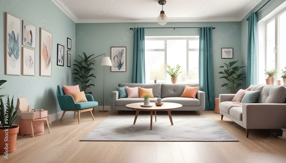 Photo interior modern design room 3d illustration; Photo interior modern design room 3d illustration;