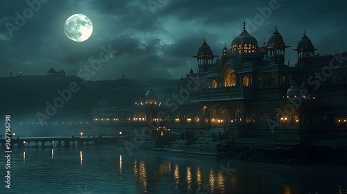 Nighttime View of the Illuminated Palace