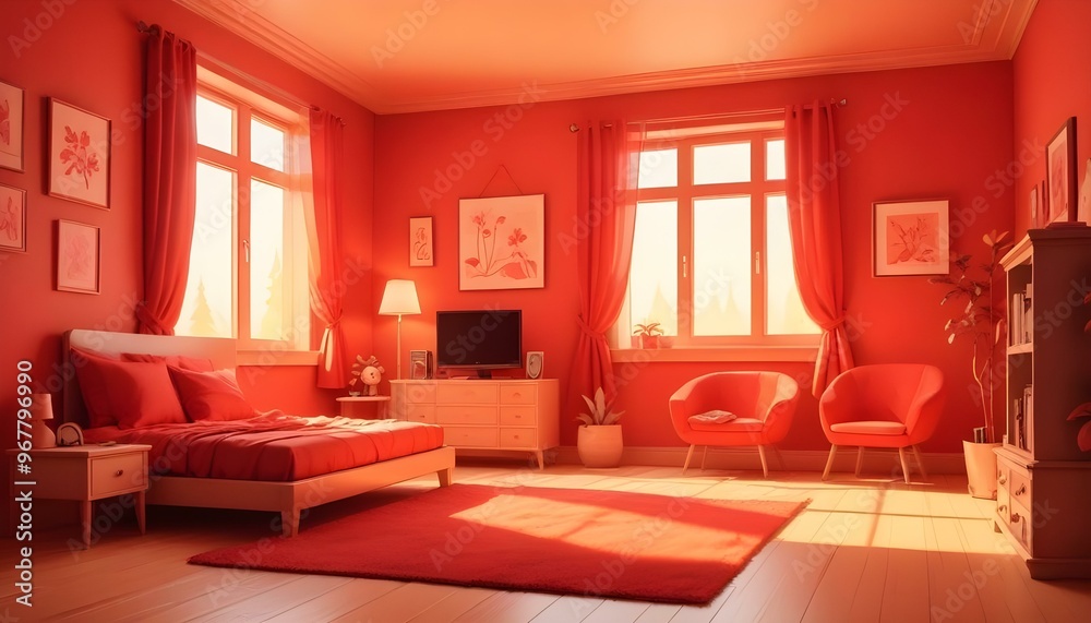 Fototapeta premium Photo interior modern design room 3d illustration;