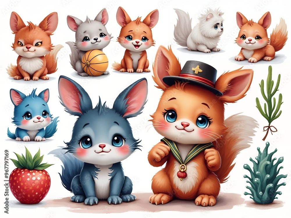 Fototapeta premium a set of funny made-up animals