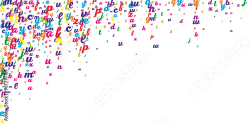 Flying latin letters. Colorful childish scattered