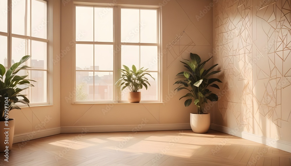 Photo interior modern design room 3d illustration; Photo interior modern design room 3d illustration;