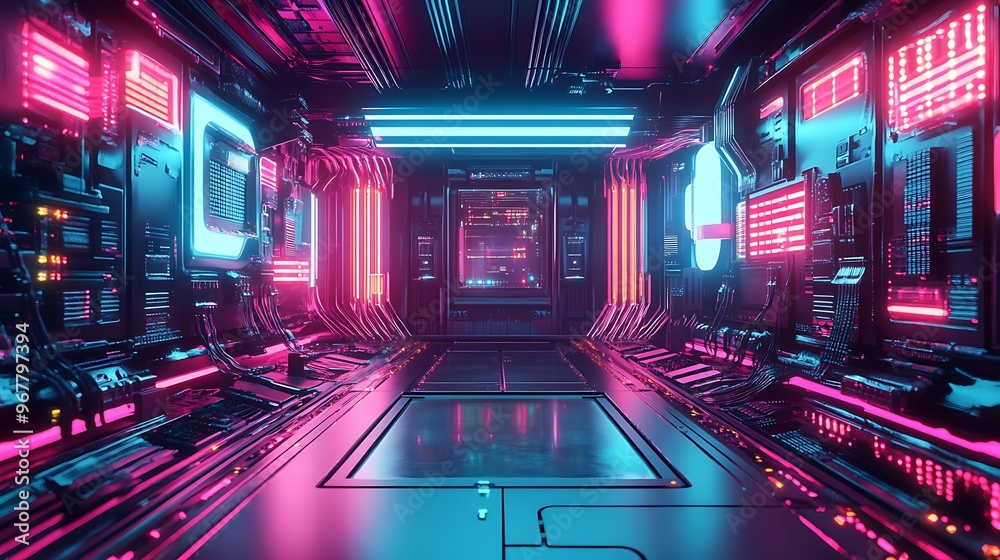 Futuristic Technology: A Glowing Circuit Board Futuristic Technology: A Glowing Circuit Board