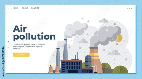 Air pollution vector illustration. Smog, insidious infiltrator, wraps its toxic tendrils around lungs our atmosphere The air pollution concept is puzzle, riddle threatening balance our ecology