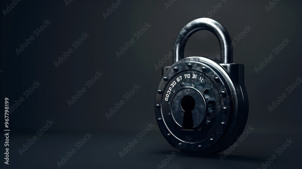 Padlock Icon with Combination Dial Secure Locking Mechanism Concept Padlock Icon with Combination Dial Secure Locking Mechanism Concept