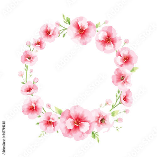 Wreaths, floral frames, watercolor flowers pink roses, Illustration hand painted. Isolated on white background. Perfectly for greeting card design. Pastel Watercolor Heart Shaped Floral Wreath