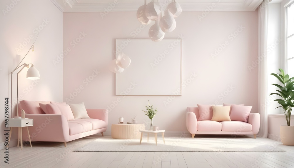 Fototapeta premium Photo interior modern design room 3d illustration;