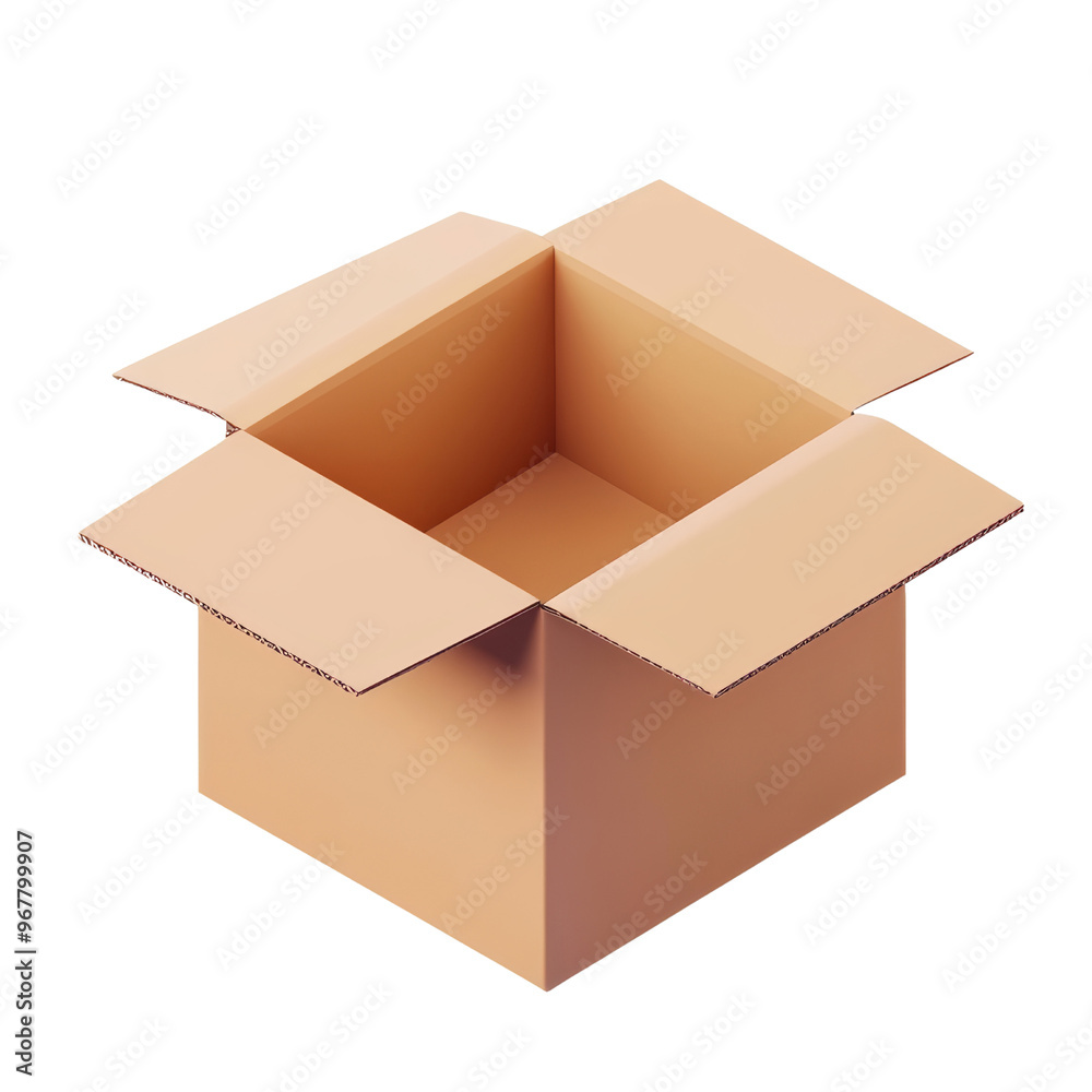 open cardboard box 3d render icon isolated on transparent background cutout open cardboard box 3d render icon isolated on transparent background cutout