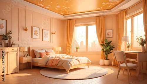 Photo interior modern design room 3d illustration;