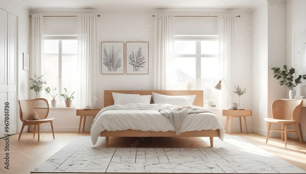 Fototapeta premium Photo interior modern design room 3d illustration;