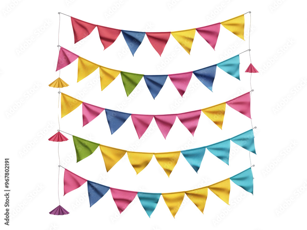 Fototapeta premium Set of colorful party flags. PNG