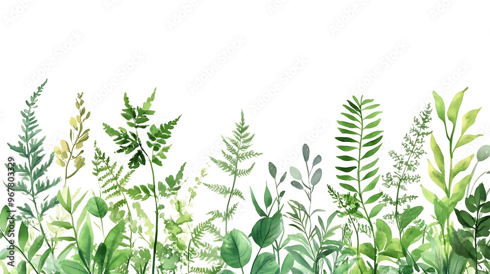 Naklejka premium Green Lush Foliage Illustration