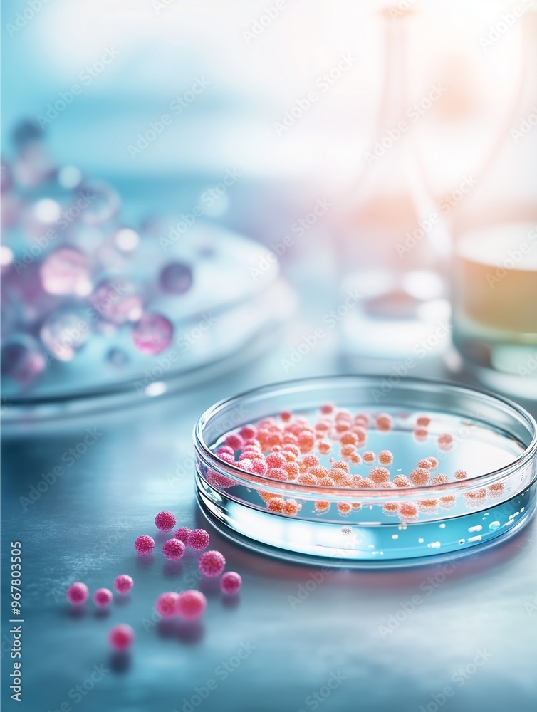 Dangerous Pink Bacteria Spreading and Growing in a Petri Dish: A Microscopic View of Contamination Dangerous Pink Bacteria Spreading and Growing in a Petri Dish: A Microscopic View of Contamination