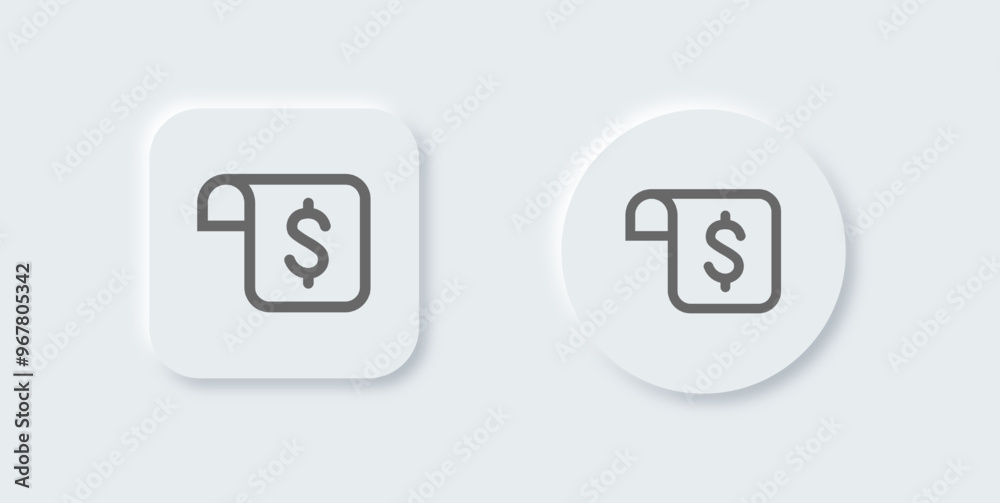 Bill line icon in neomorphic design style. Invoice signs vector illustration. Bill line icon in neomorphic design style. Invoice signs vector illustration.