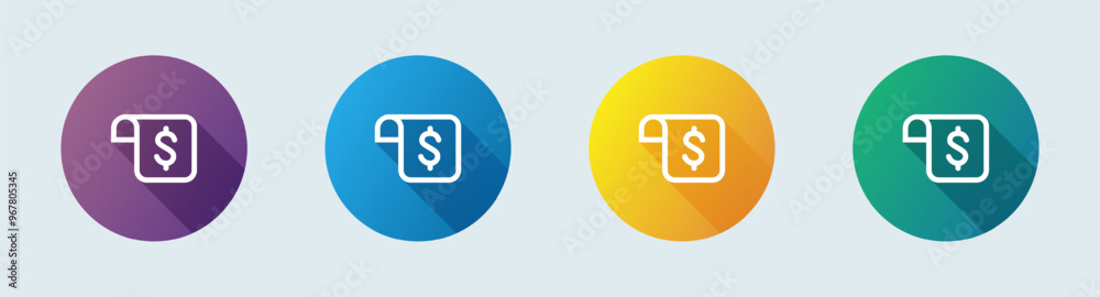 Bill line icon in flat design style. Invoice signs vector illustration. Bill line icon in flat design style. Invoice signs vector illustration.