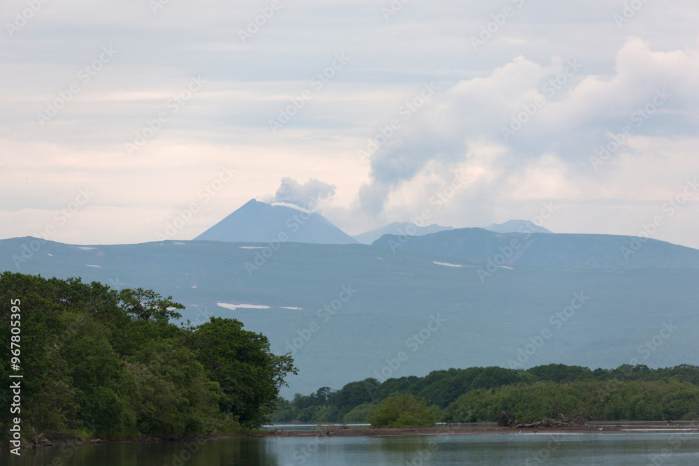 Obraz premium Russia Kamchatka landscape on a summer cloudy day