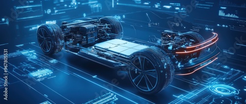 Electric Car Chassis with Blue Light Technology