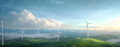 Serene Wind Farm Amid Lush ...