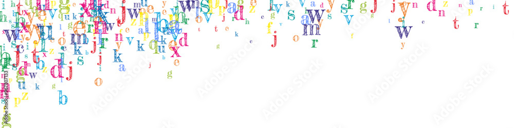 Falling letters of English language. Colorful Falling letters of English language. Colorful