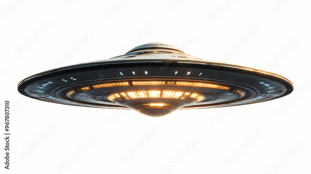 Ufo, alien spaceship with extraterrestrial visitors, flying saucer space rendering isolated on white background). Spaceship. Illustration Ufo, alien spaceship with extraterrestrial visitors, flying saucer space rendering isolated on white background). Spaceship. Illustration