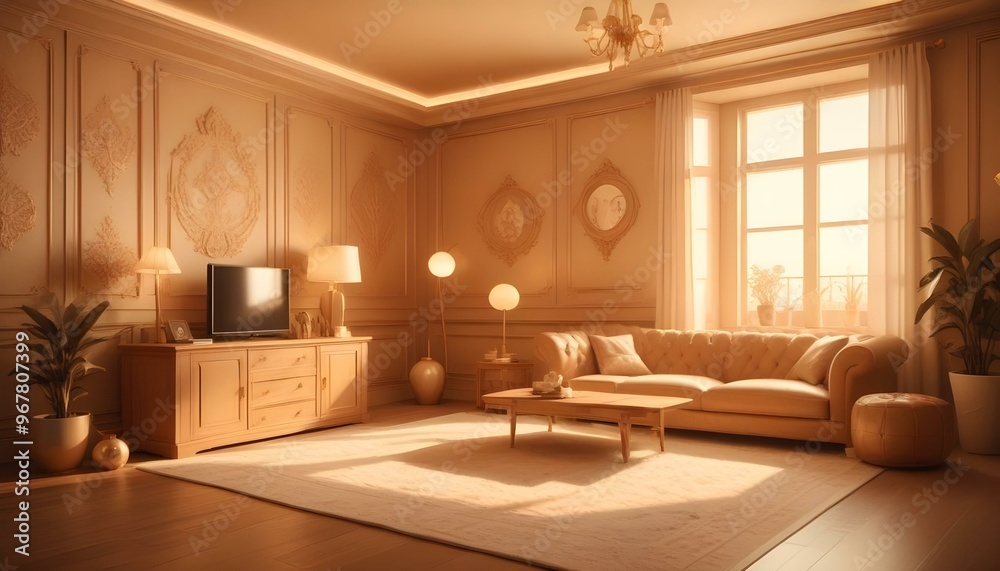 Fototapeta premium Photo interior modern design room 3d illustration;