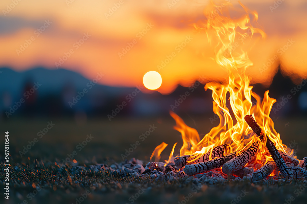 A warm campfire glowing against a stunning sunset, creating a cozy atmosphere perfect for gatherings and relaxation in nature. A warm campfire glowing against a stunning sunset, creating a cozy atmosphere perfect for gatherings and relaxation in nature.