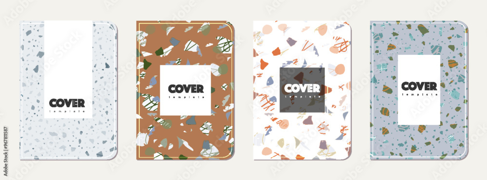 Naklejka premium School notebook cover design. Terrazzo abstract