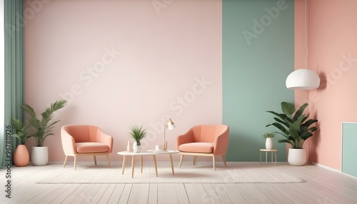 Photo interior modern design room 3d illustration;