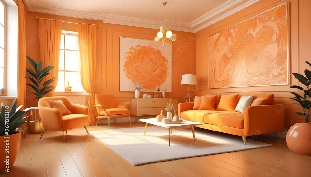 Fototapeta premium Photo interior modern design room 3d illustration;