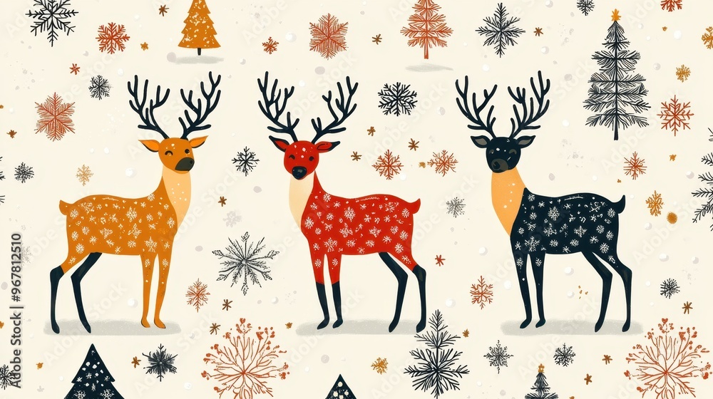 Fototapeta premium holiday doodle art, detailed christmas doodle with snowflake, reindeer, and tree patterns ideal for festive projects, creating a cozy holiday vibe