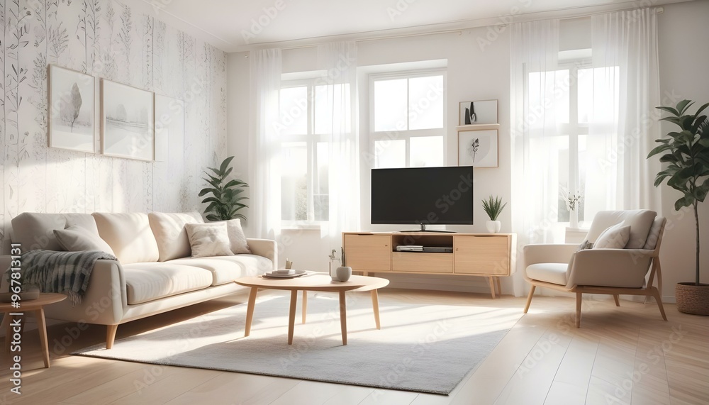 Fototapeta premium Photo interior modern design room 3d illustration;