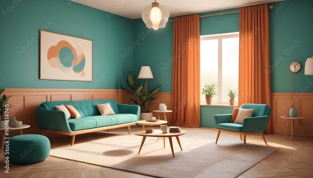 Fototapeta premium Photo interior modern design room 3d illustration;