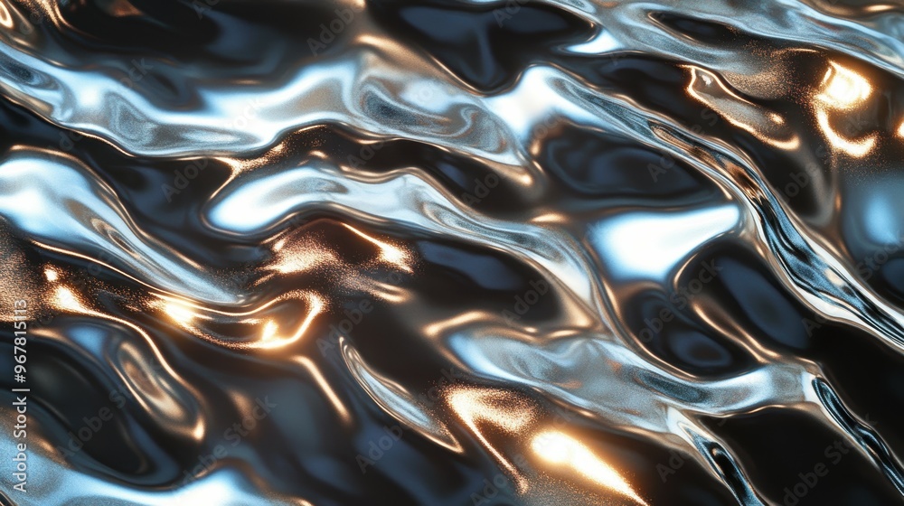 Medium shot of a shimmering, metallic paint surface, the reflective qualities and subtle variations displayed in high resolution Medium shot of a shimmering, metallic paint surface, the reflective qualities and subtle variations displayed in high resolution
