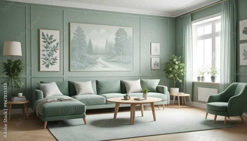 Fototapeta premium Photo interior modern design room 3d illustration;