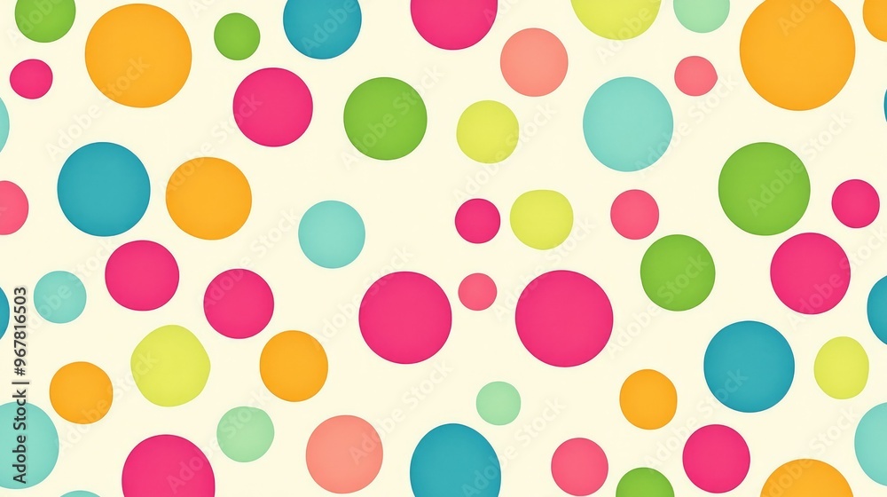 A seamless polka dot pattern with alternating large and small dots in bright colors, creating a fun and playful design A seamless polka dot pattern with alternating large and small dots in bright colors, creating a fun and playful design