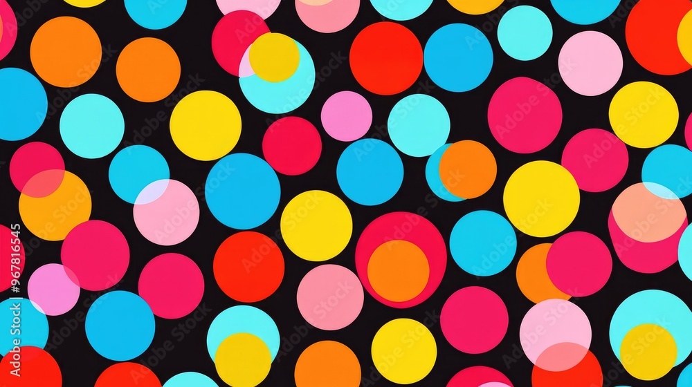 A seamless polka dot pattern with alternating large and small dots in bright colors, creating a fun and playful design A seamless polka dot pattern with alternating large and small dots in bright colors, creating a fun and playful design