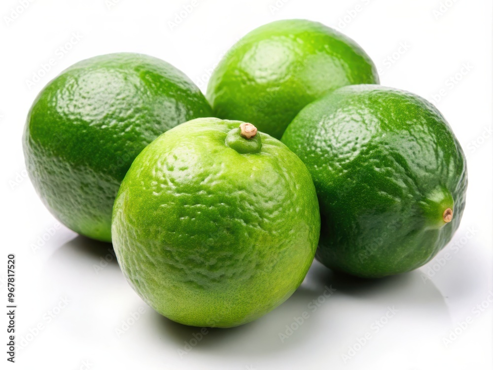 Four fresh limes on white background Four fresh limes on white background