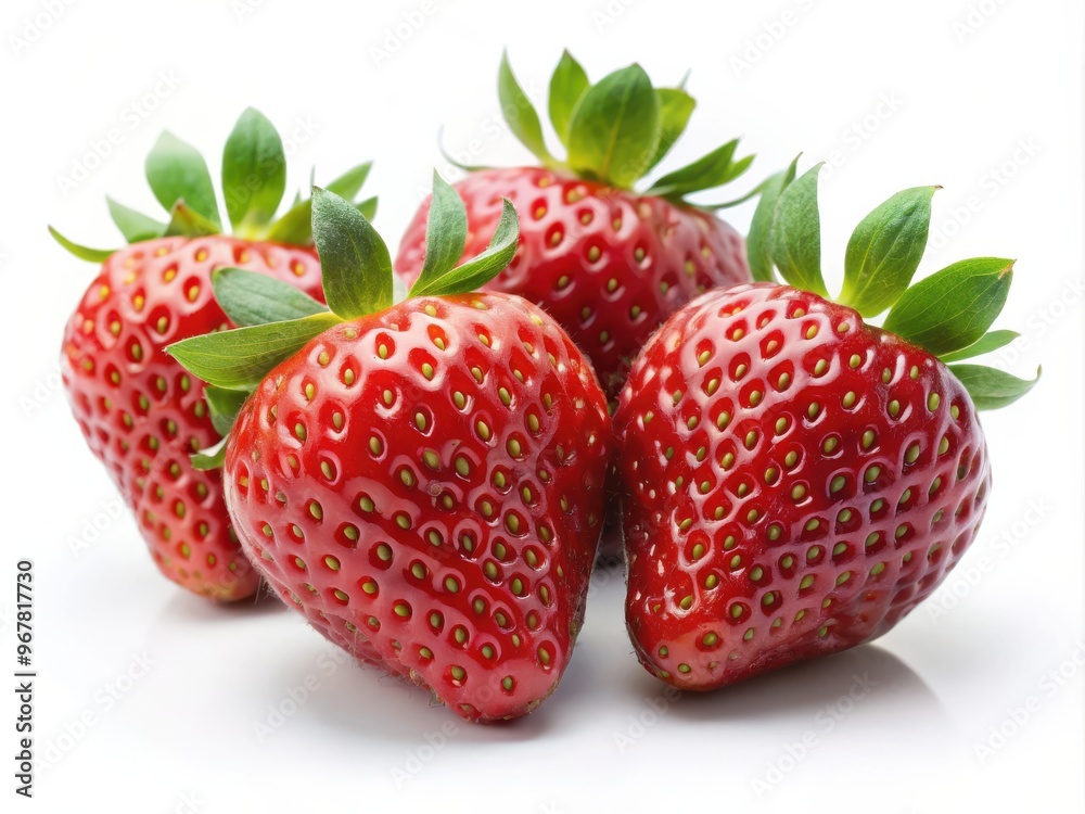 Four fresh strawberries on white background Four fresh strawberries on white background