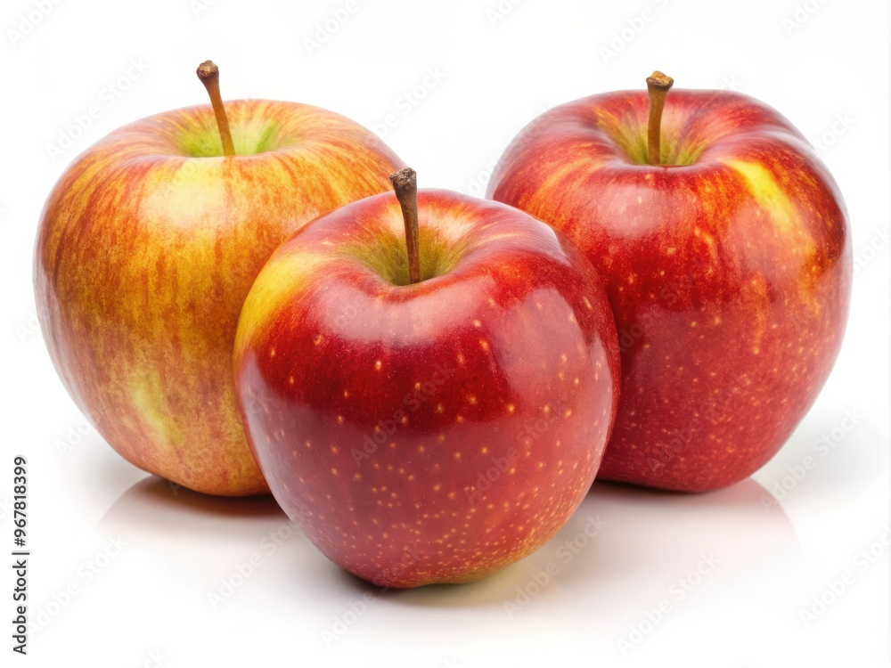 Three fresh red apples on white background Three fresh red apples on white background