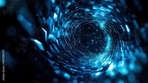 Wallpaper Mural An abstract representation of a digital vortex, showcasing luminous blues and intricate geometric patterns. Torontodigital.ca