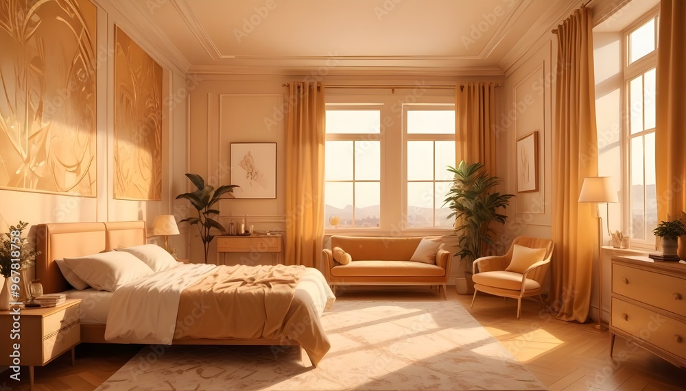 Photo interior modern design room 3d illustration; Photo interior modern design room 3d illustration;