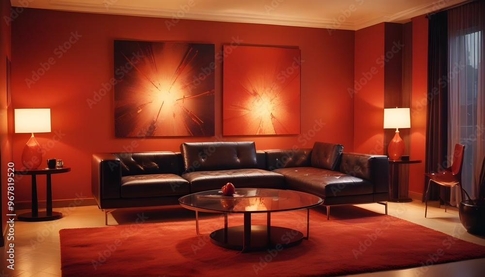 Photo interior modern design room 3d illustration; Photo interior modern design room 3d illustration;