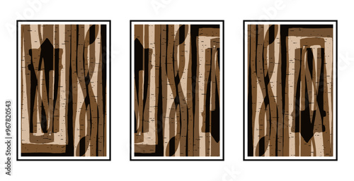 Set of 3 Abstract pattern. Illustration for printing on wall decorations. For use in graphics.
