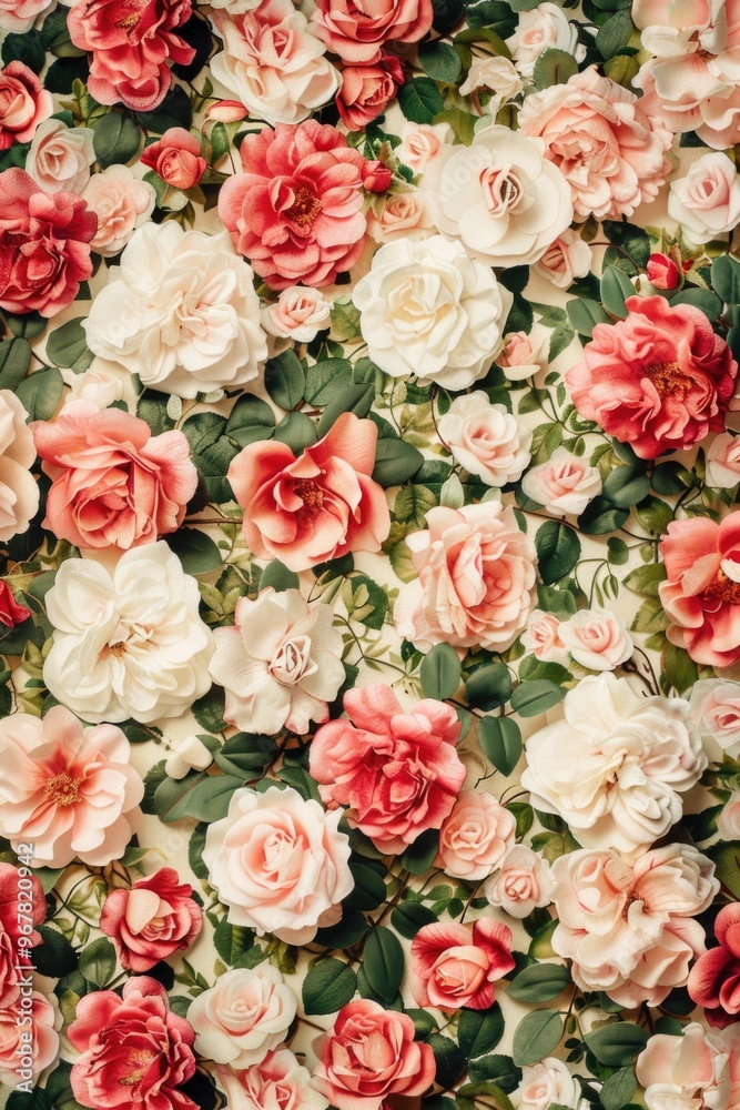 Vibrant and textured floral pattern featuring peach and pink flowers against a light grey backdrop. Vibrant and textured floral pattern featuring peach and pink flowers against a light grey backdrop.